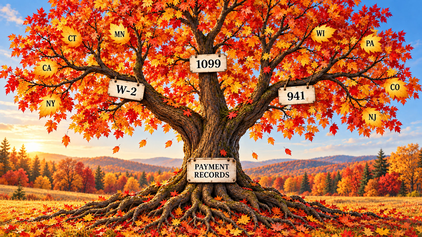 A tree representing the structure of year-end tax reporting